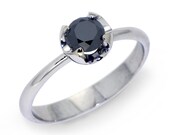 BLACK CUP Silver Engagement Ring, Black Gemstone Ring,  Solitaire Silver Gemstone Ring by Arosha - AroshaTaglia