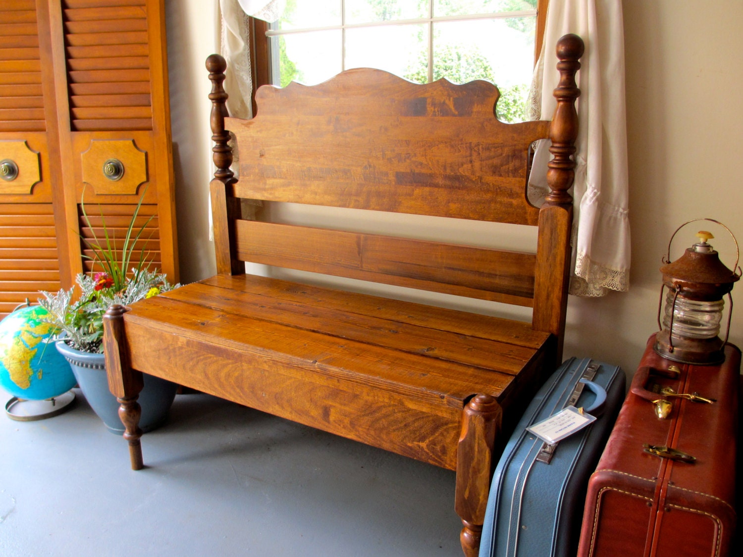 Wooden Headboard Bench by EastmanDesign on Etsy