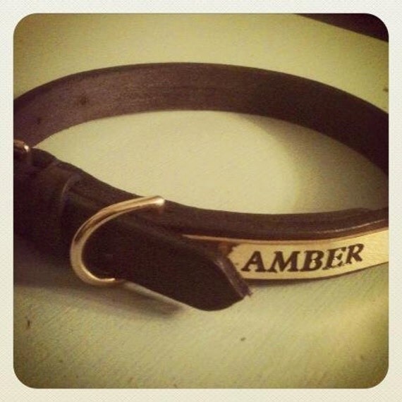 Handmade Bespoke English Bridle Leather Dog / Cat Collar with fitted ... Handmade Bespoke English Bridle Leather Dog / Cat Collar with fitted ...