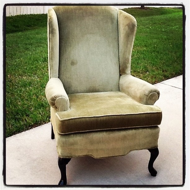 Items similar to Olive Green Wingback Chair on Etsy