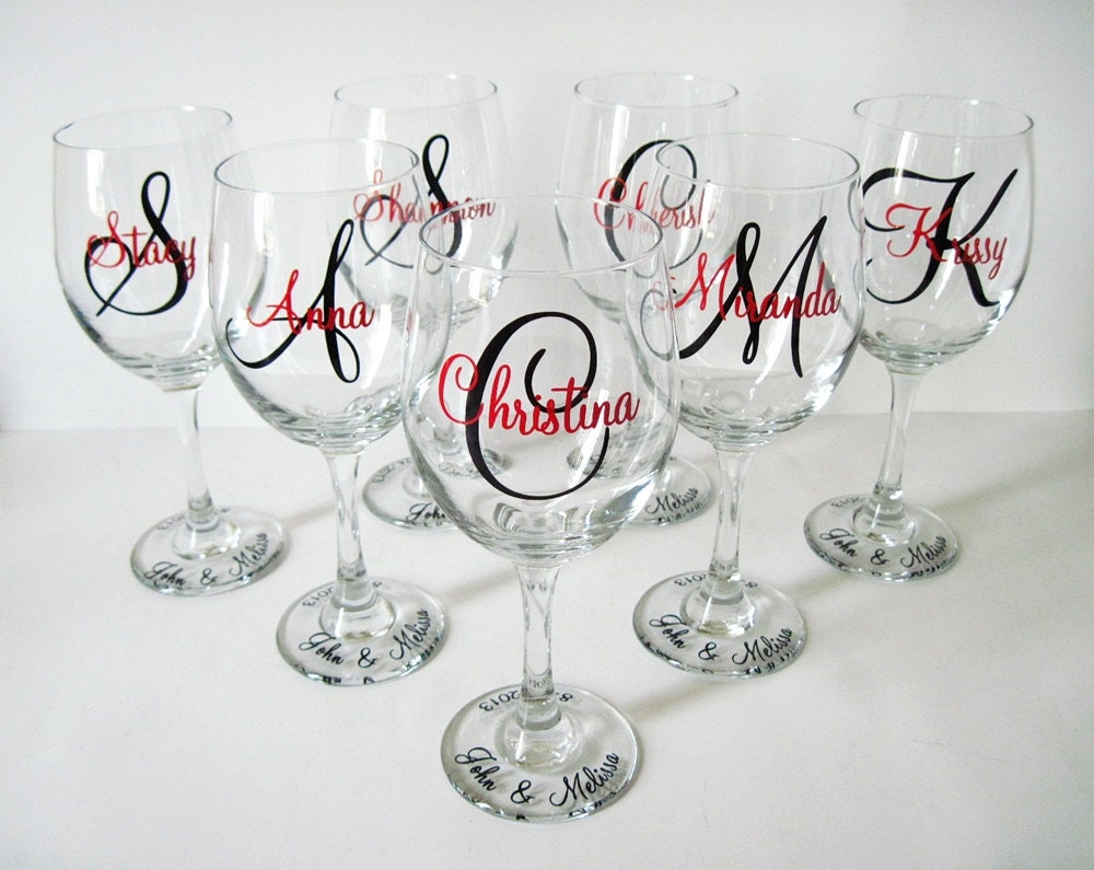 CHOOSE YOUR QUANTITY Personalized Wine Glasses Bridesmaids Wine Glasses