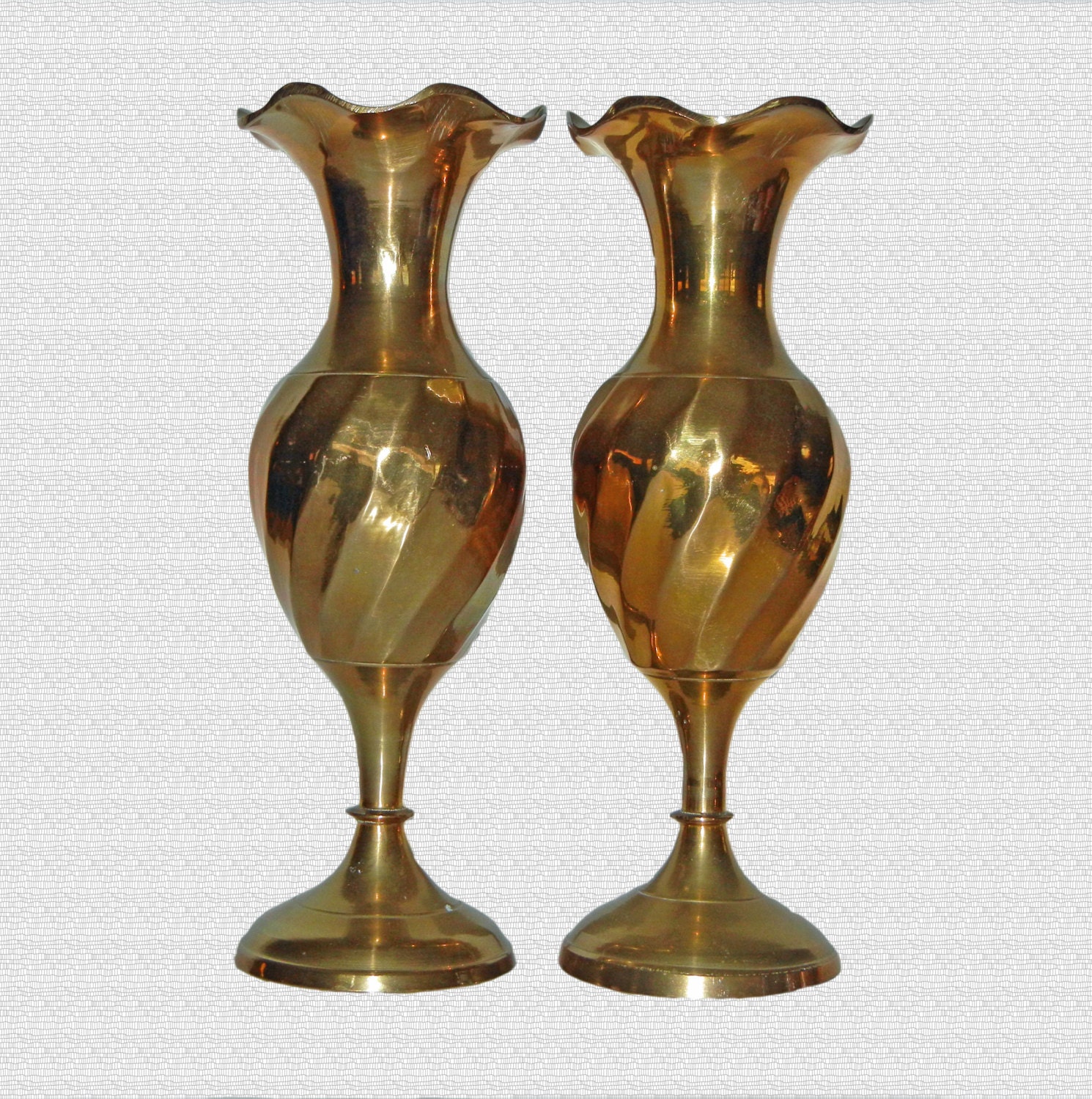 Vintage Solid Brass Bud Vases Collectible by BackNTimeVintage