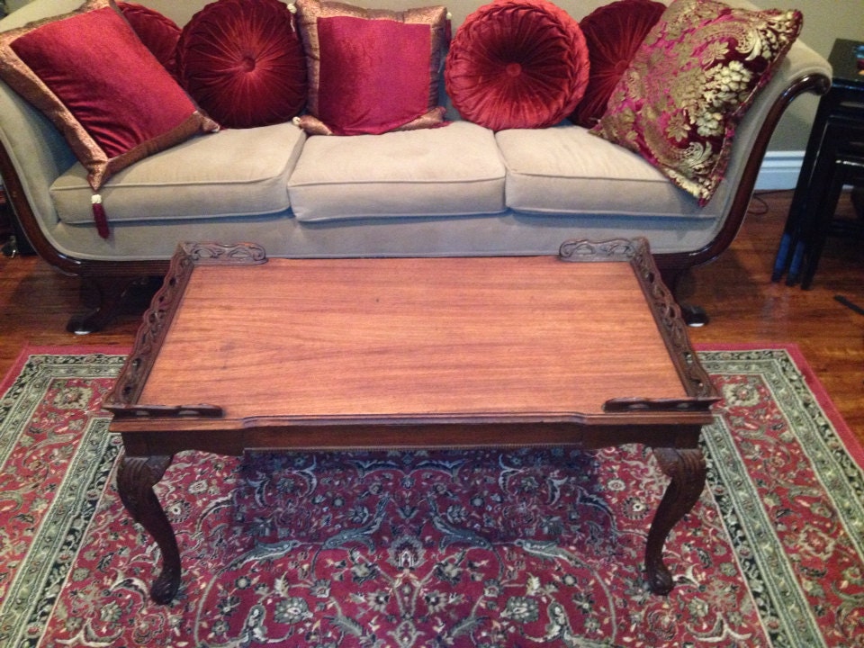 Antique Victorian Mahogany Coffee Table by ProvincialbutFrench