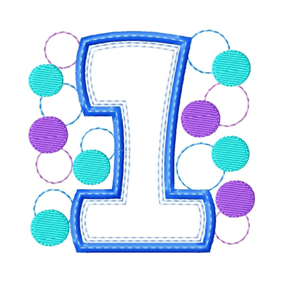 Birthday Number One Applique Design Machine Embroidery Pattern 4x4