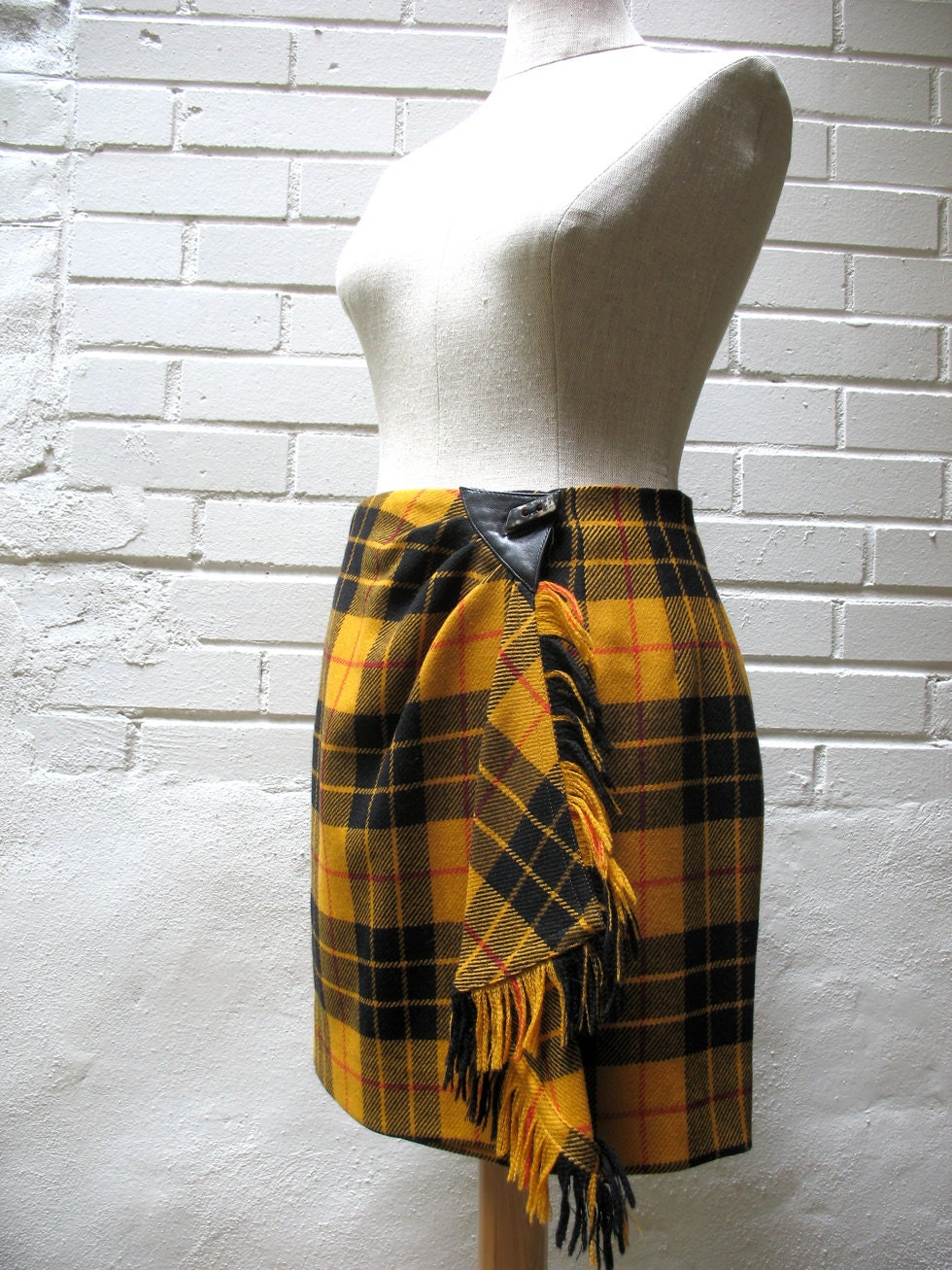 Avant Garde 80s Mini Tartan Kilt Skirt by Georges Rech 36 Small - bigyellowtaxivintage