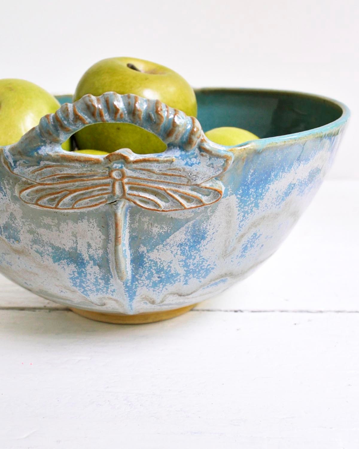 serving bowl Dragonfly Bowl Art Deco Arts and Crafts style art vessel