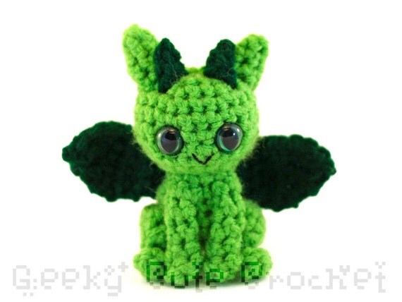 Dragon Amigurumi Crocheted Toy in Green by GeekyCuteCrochet