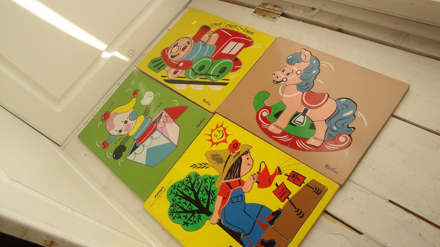 Vintage SIFO Playskool Wooden Puzzles Horse Train by CraftySara