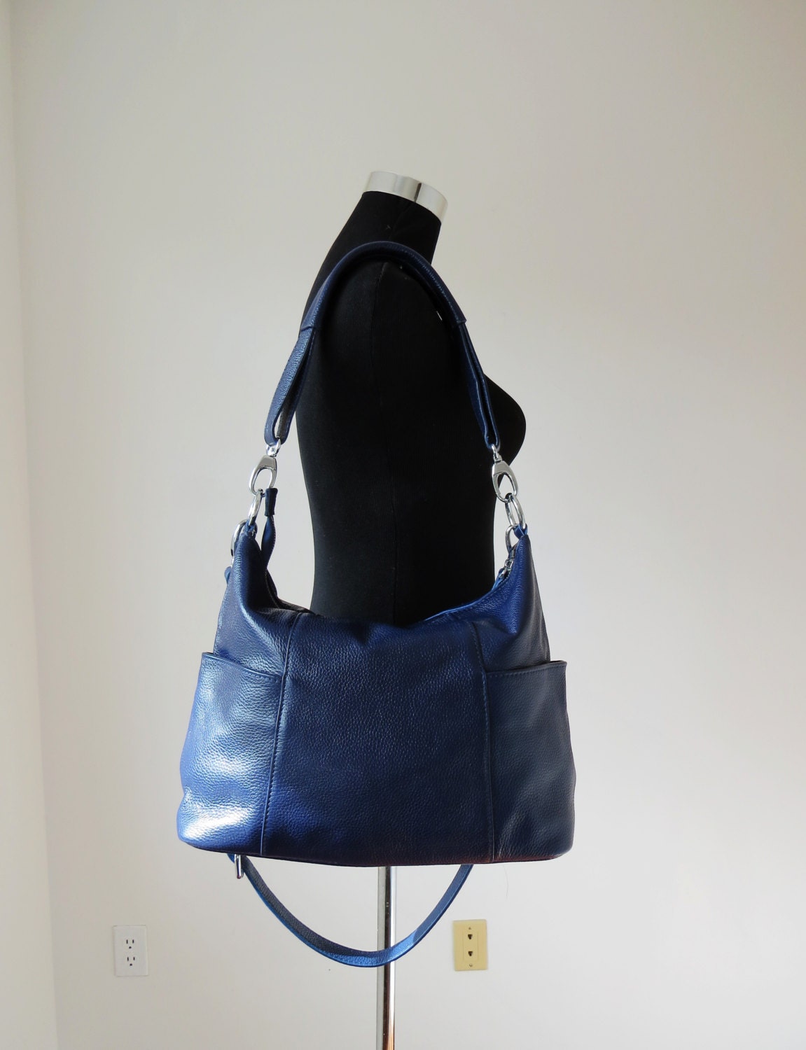 Leather bag JOLIE navy / leather shoulder bag / navy leather purse / navy leather handbag