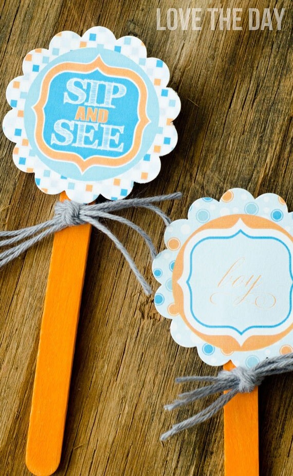 Sip & See Baby Boy Shower PRINTABLE DIY Party Tags by Love The Day Il_570xn