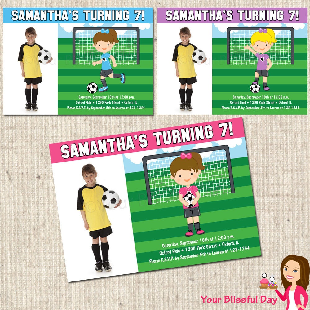 PRINTABLE Girl Soccer Party Invitation Il_570xn