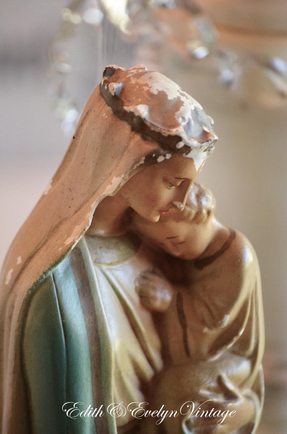 Vintage Our Blessed Mother Statue Virgin Mary by edithandevelyn