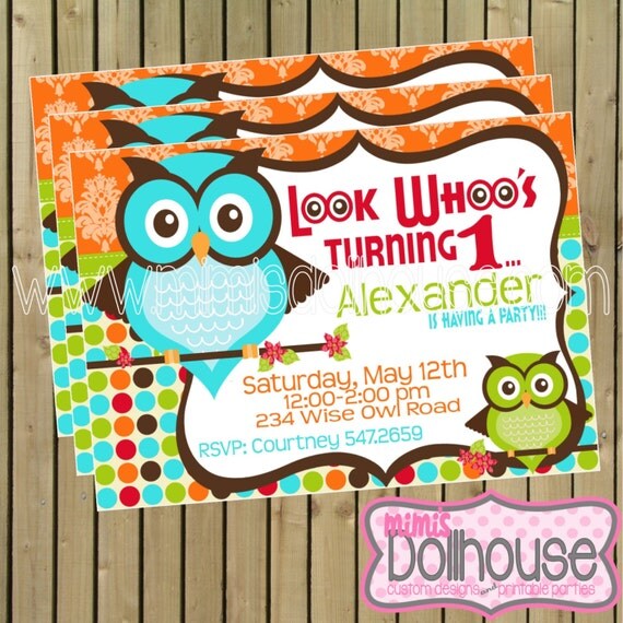 Owl Invitation- Printable Owl Birthday Invitation PDF/JPEG Il_570xn
