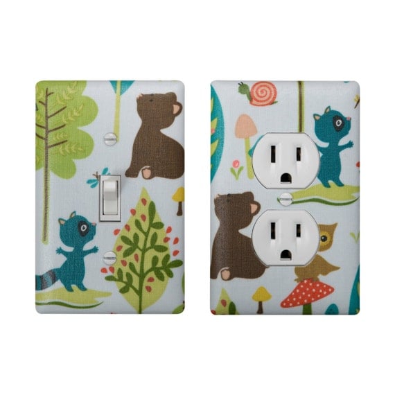 Woodland Animal Light Switch Plate & Outlet Cover SET / Baby Boy