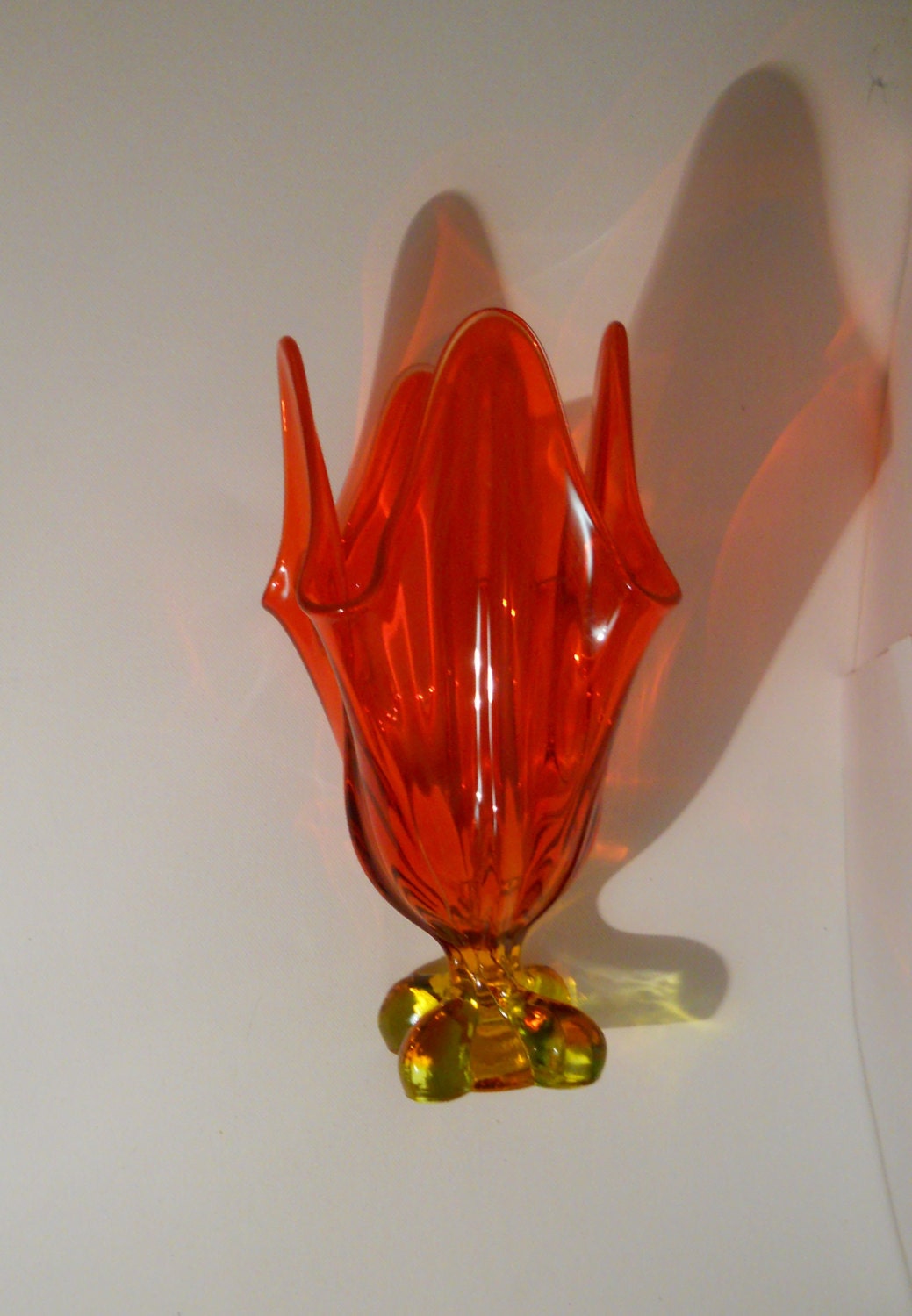 Fiery Amberina vase LARGE Red Yellow by BoondockFinds on Etsy