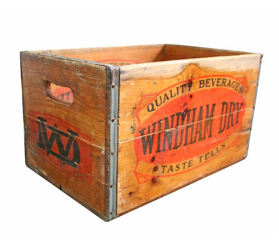 Vintage Industrial Wood Crate -- Windham Dry Beverage Crate
