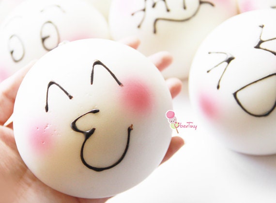 Jumbo Emoticon Blush Bun Squishy Charm by UberTiny on Etsy