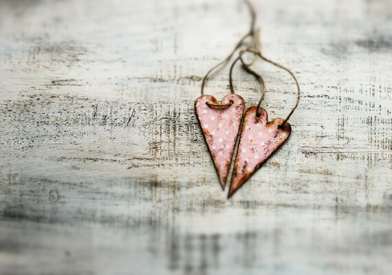 Items similar to Wooden heart ornaments shabby chic Valentines day