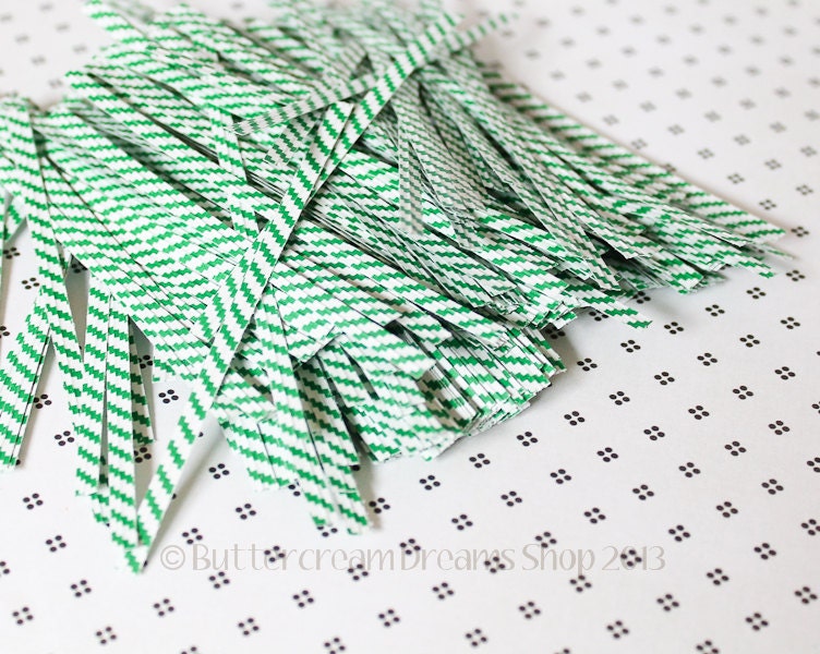 GREEN Striped Twist Ties - (50 / pkg) - 4" Twist Ties - Scrapbooking, Tags, Favor Bags, Product Packaging Il_570xn