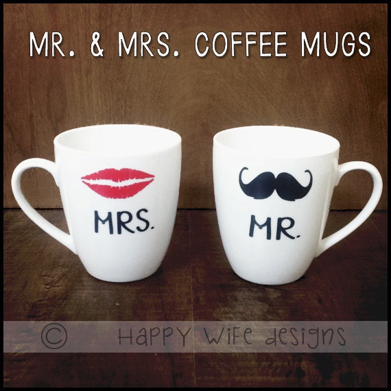 Mr And Mrs Coffee Mugs Set Of 2 By Happywifedesigns On Etsy