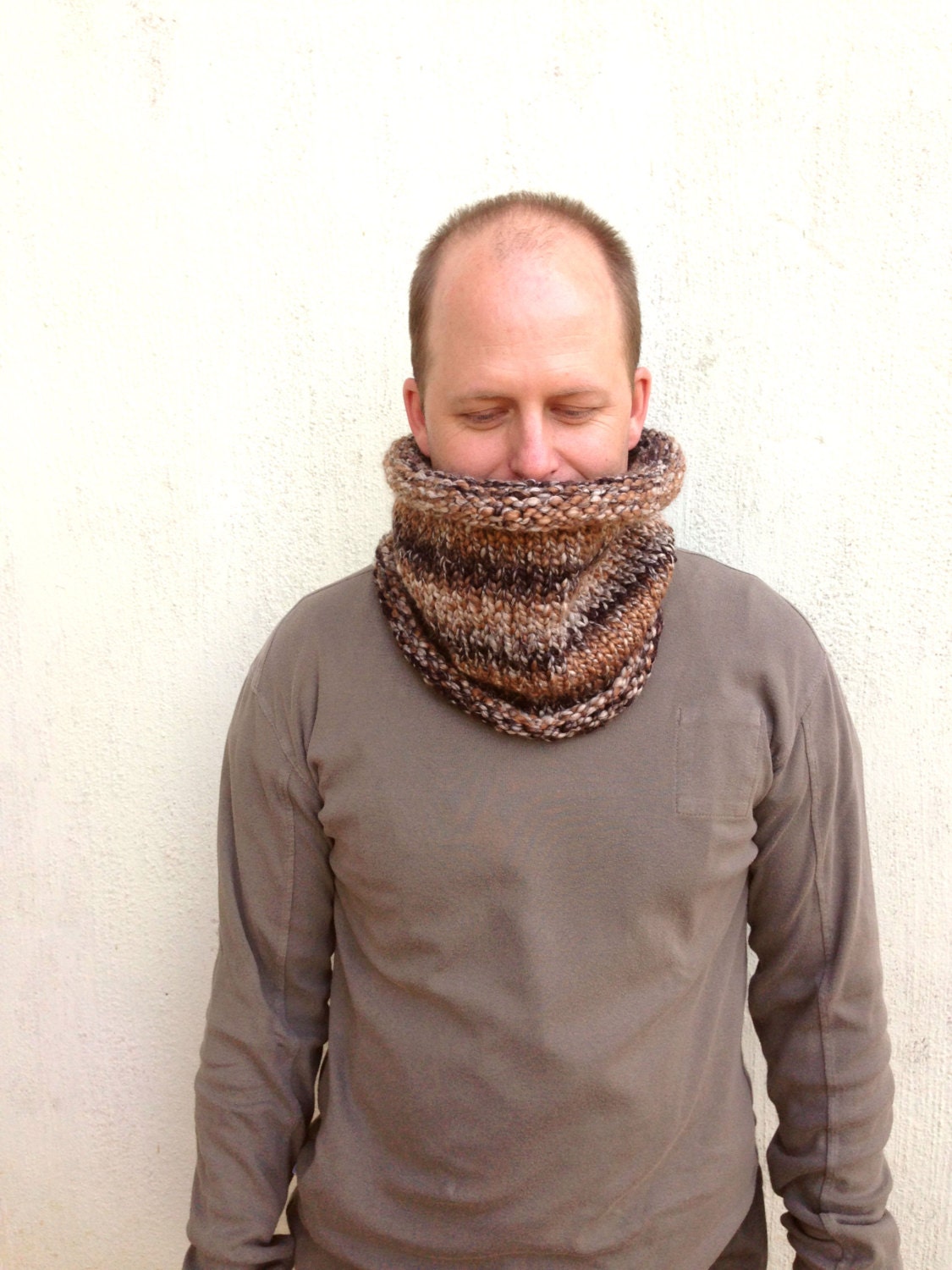 Knit Cowl, Ombre scarf, Unisex scarf, Neckwarmer, Unisex cowl, Multi - colored yarn, for him and for her - VeraJayne