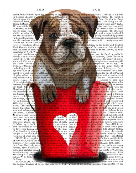 Red Buckets of Love Bulldog Puppy Wall Art Dog Illustration Dog Valentines Gift wall art wall decor Bulldog Print Dog Print Puppy Print
