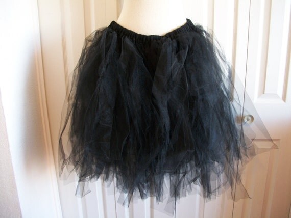 Items Similar To Adult Tutu Black Gothic Punk Tulle Skirt Knee Length On Etsy 0861