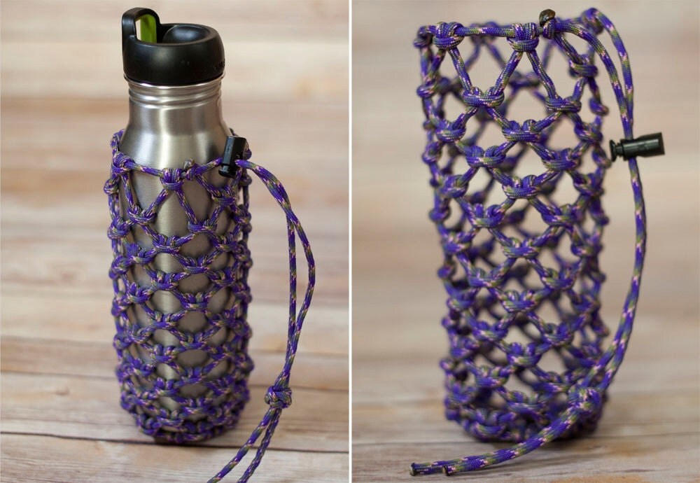 Items similar to Water bottle bag, 550 Paracord style drawstring
