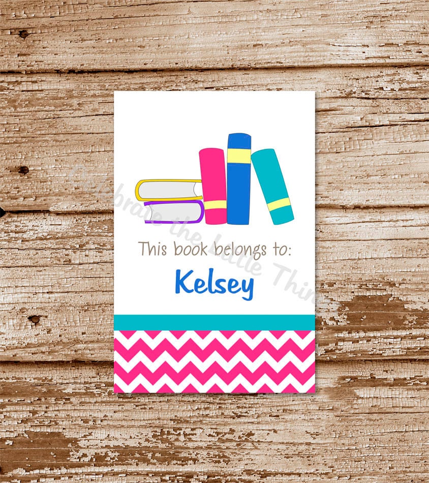 DIY Printable Bookplates / Stack of BOOKS / Labels, Stickers / Personalized / Girl Il_570xn