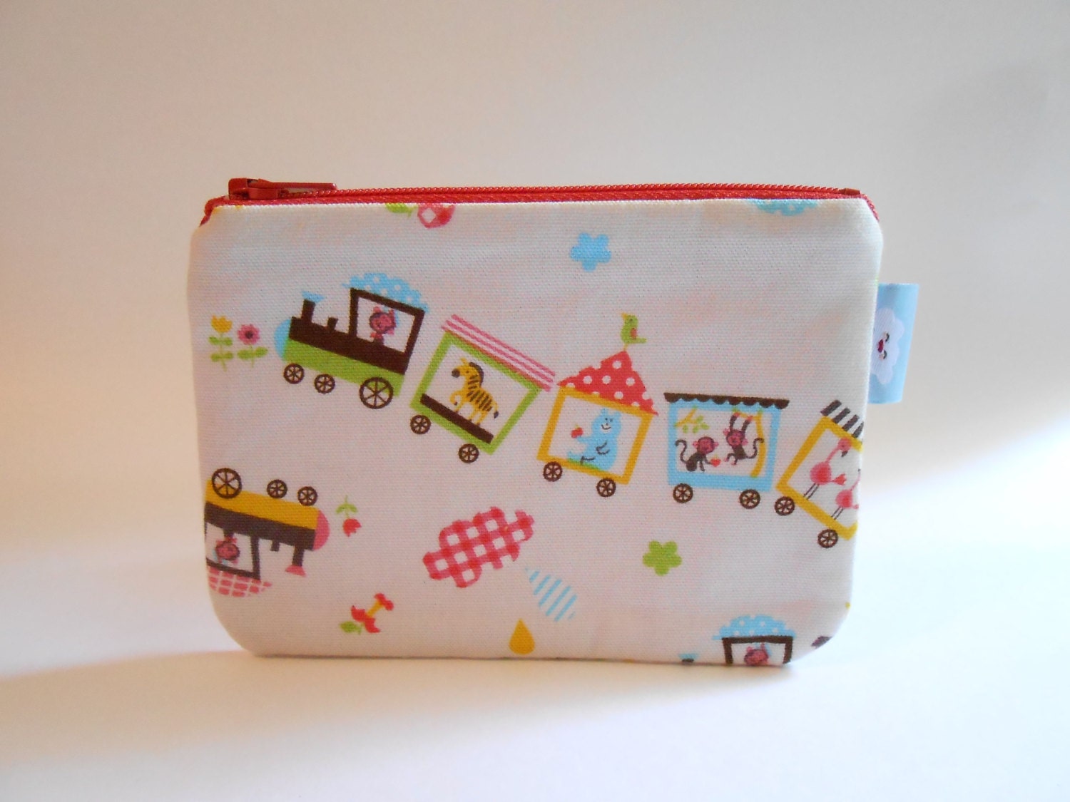 FLASH SALE --- Small zipper pouch / camera bag --- Choo-Choo Train