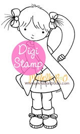 Instant Download Digi Stamp: Ribbon Girl