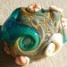 Beach Egg- Rainforest Wave- handmade lampwork bead - large beach focal with stone texture rainbow raku caramel teal and dichroic