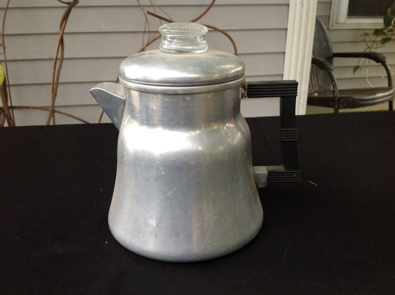 Vintage Old Aluminum Percolator Coffee Pot with by thecherrychic