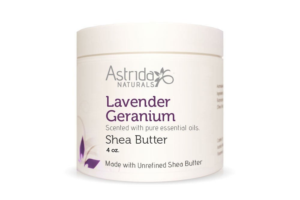 Lavender Geranium Unrefined Shea Butter, Organic & Made With Essential Oils - AstridaNaturals