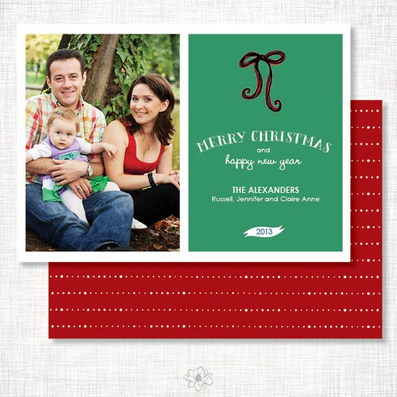 Whimsey Bow Printable Holiday Photo Card Il_570xn