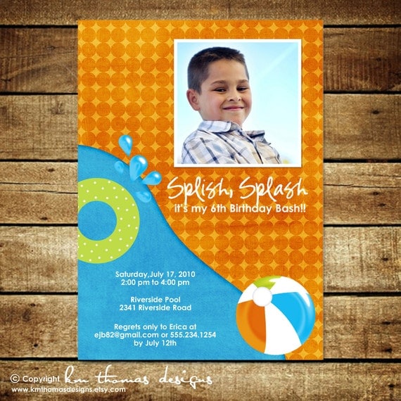 Splish, Splash - Custom Photo Birthday Invitation Il_570xn