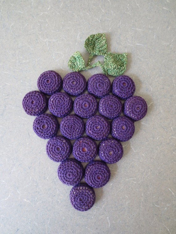 Vintage Trivet Bottle Cap Trivet Grapes Trivet by BettyAndDot