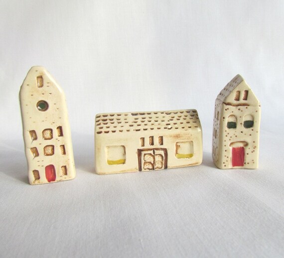 Miniature Village Small Ceramic Houses by CenteredClayWorks