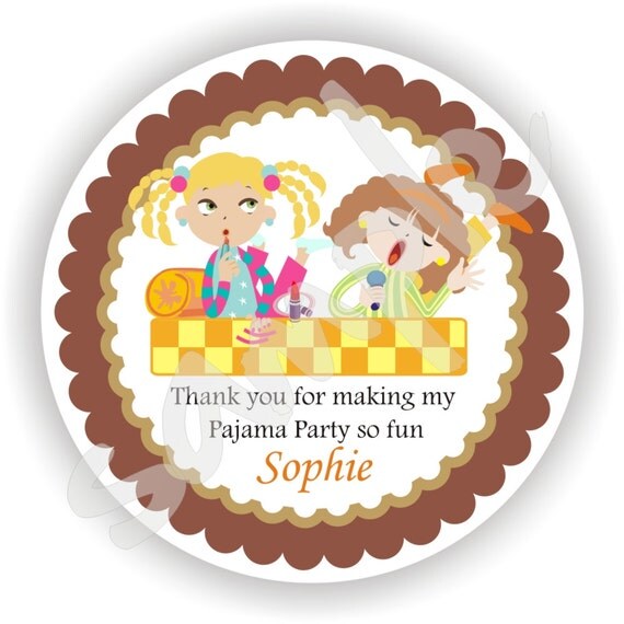 Pajama Party Theme - 40 Thank You 2 inch circle Stickers - Favor Tag - Baby Shower - Envelope Seal - Address Label - Personalized Il_570xn