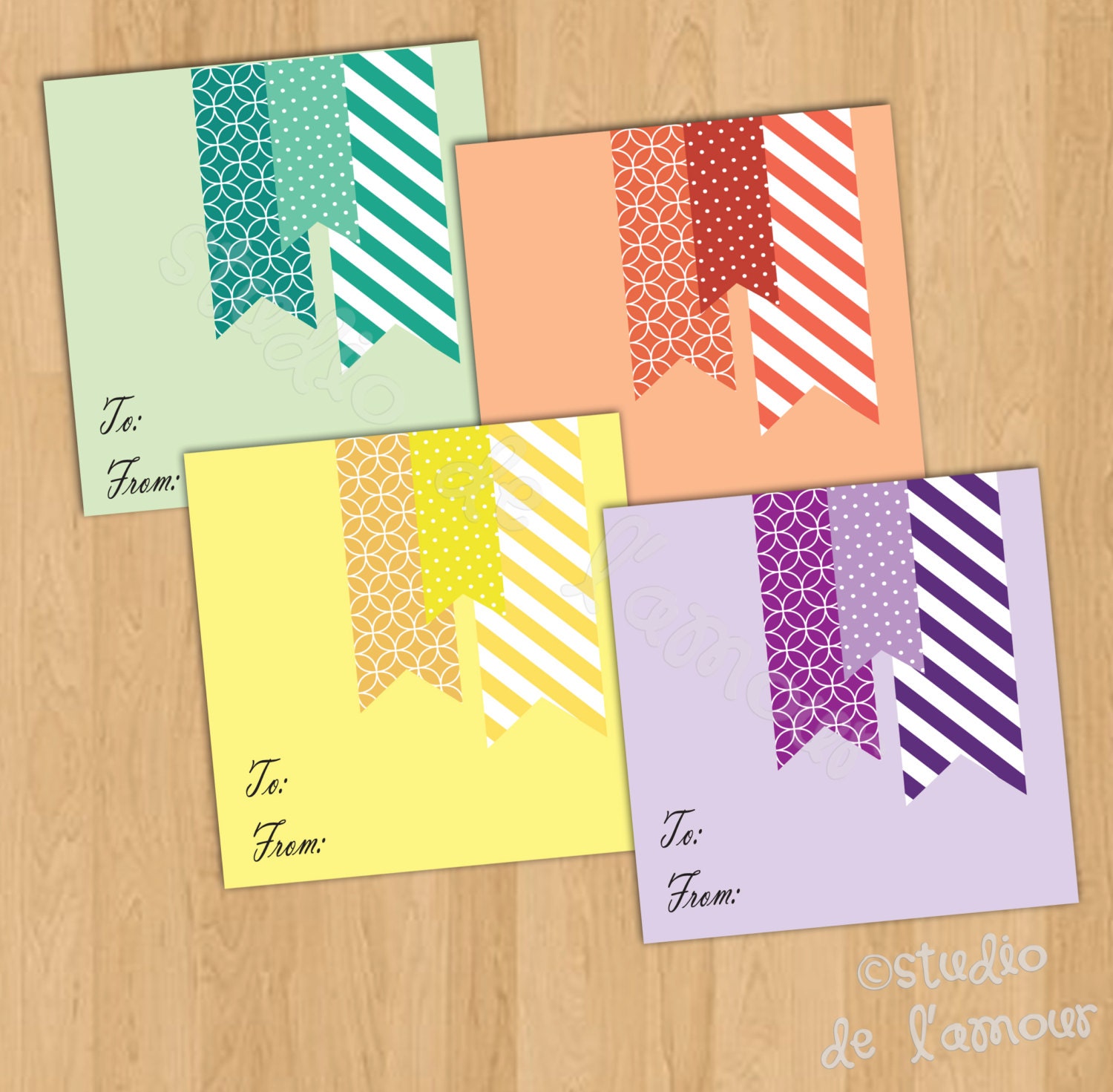 PRINTABLE PDF Flag Washi Tape Design 3x3 To/ From Tags Il_570xn
