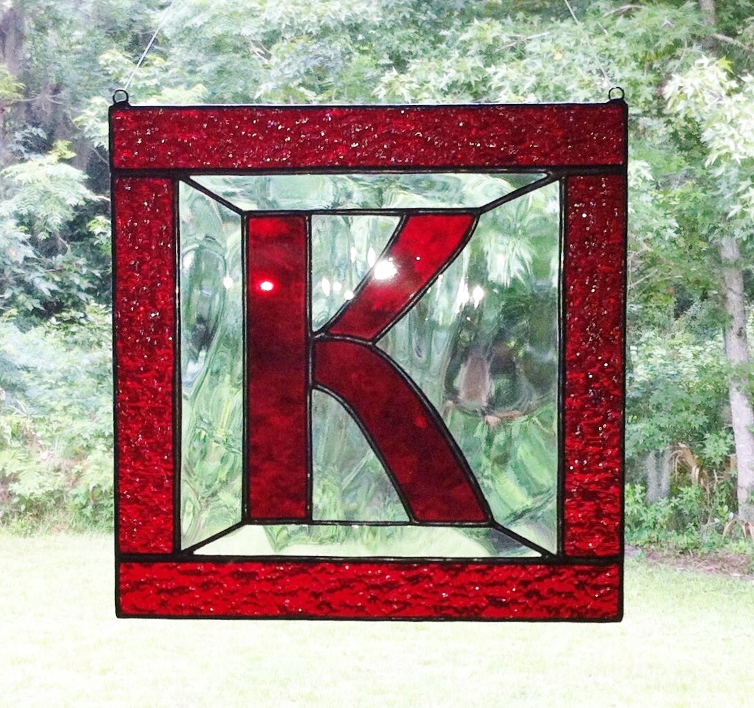 Letter K Initial CUSTOM Stained Glass Suncatcher