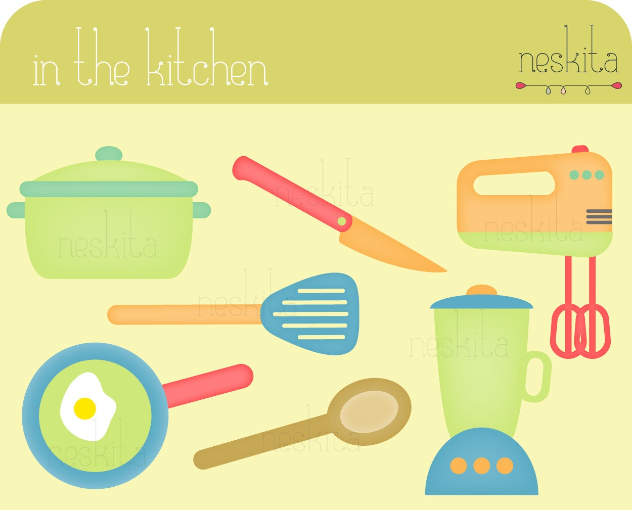 Clip art set In the kitchen by neskita on Etsy
