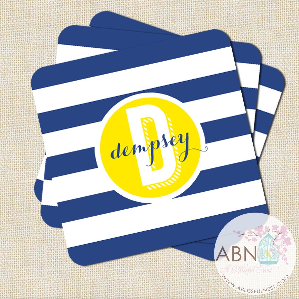 Personalized Coasters - Wide Stripes - Monogrammed Drink Coasters - customize and pick your quantity Il_570xn
