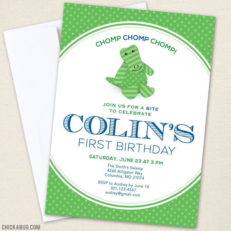 Alligator party invitations - Professionally printed - Printable file also available Il_570xn