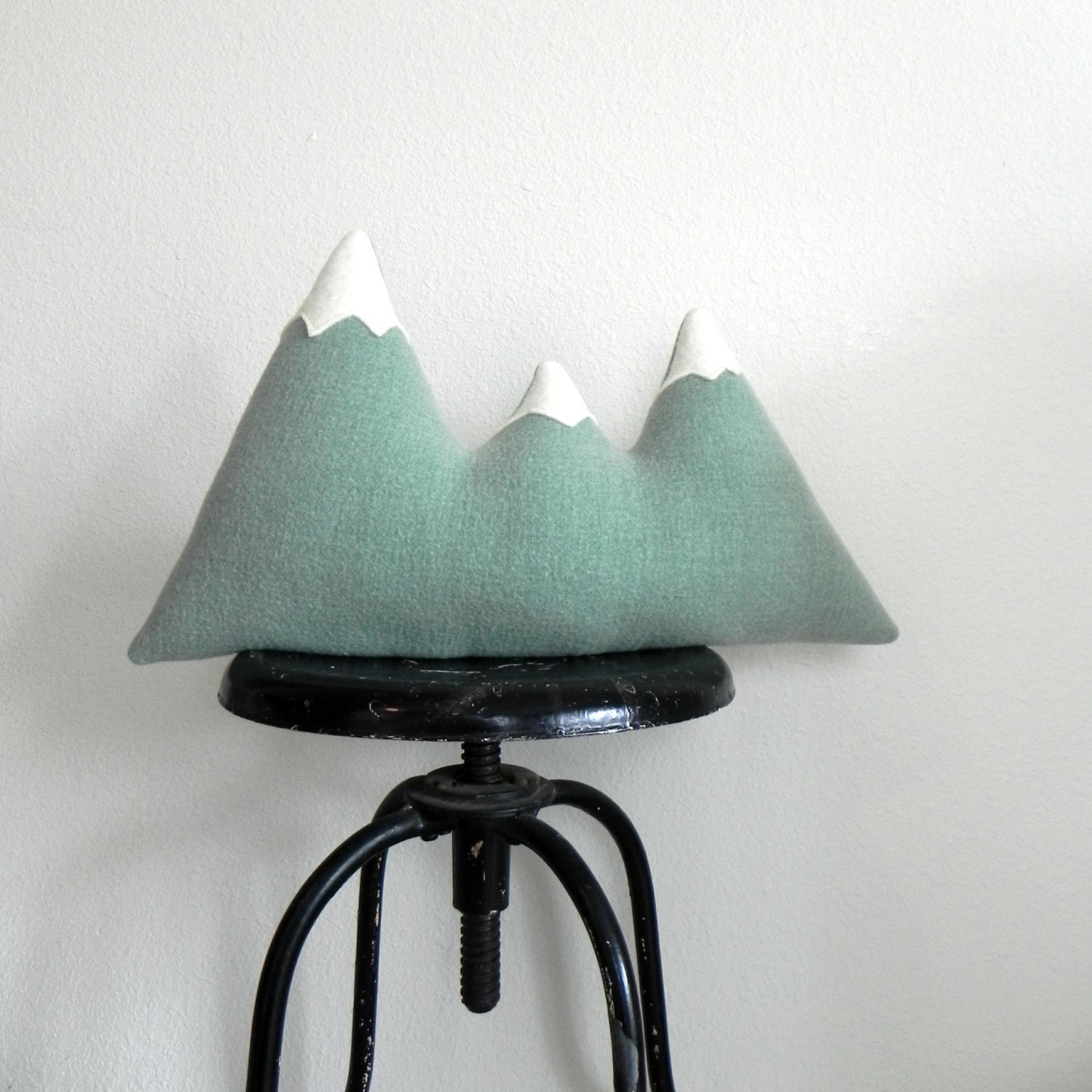 the Sisters - mint green wool mountain range pillow - ThreeBadSeeds