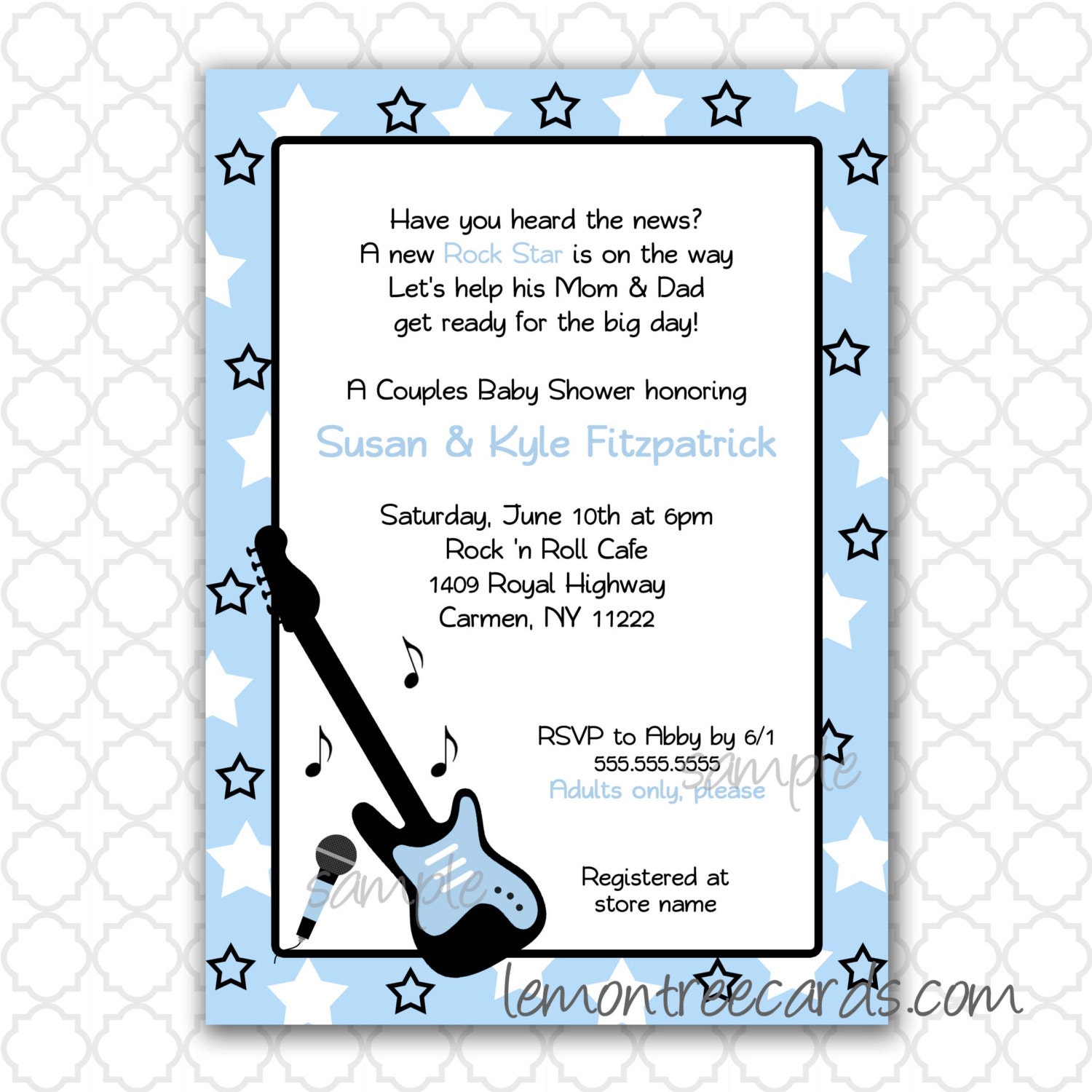 Rock Star Invitations / Baby Shower or Birthday Party / color choices ...