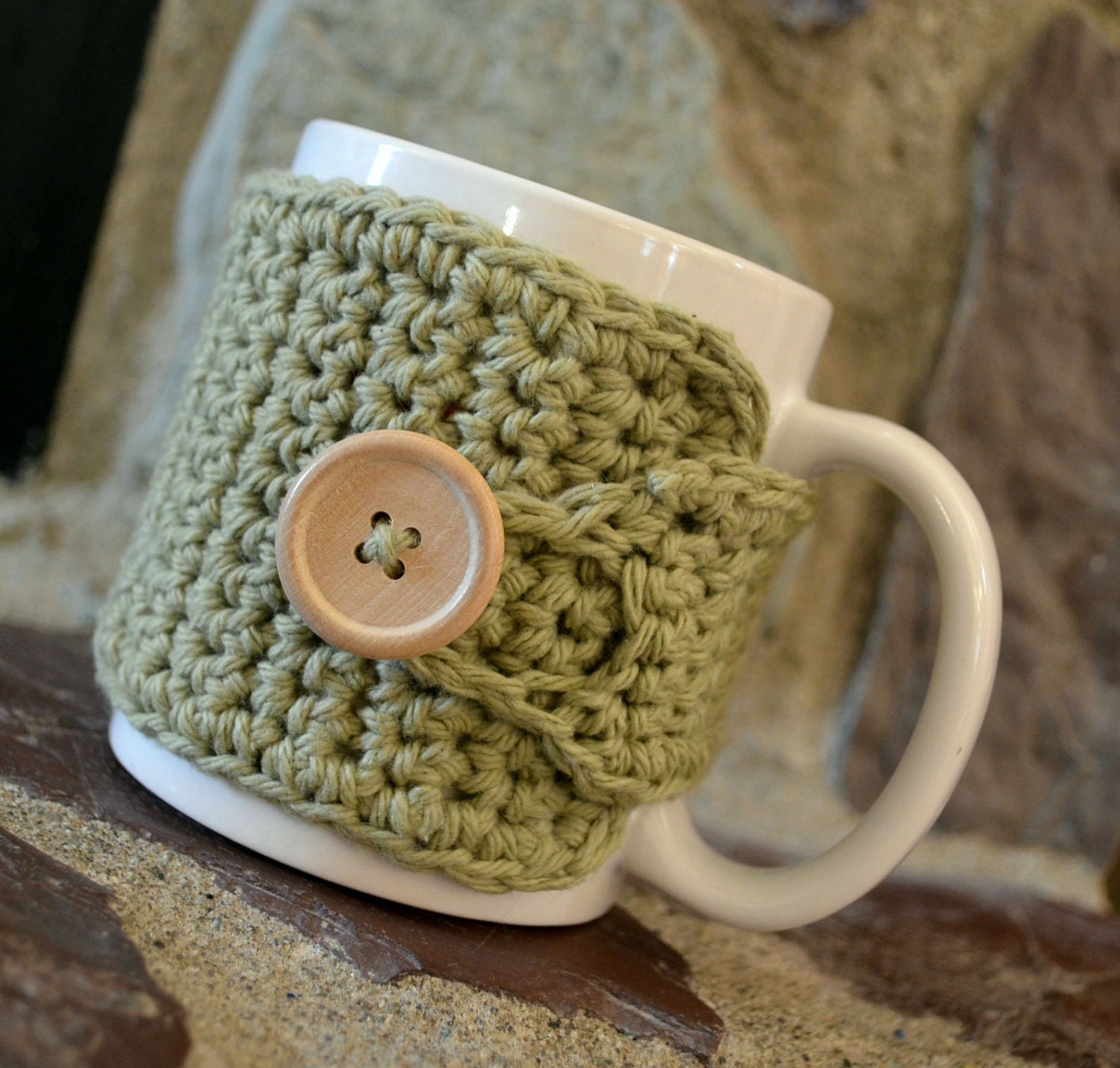 Coffee Cozy in Light Sage Green by MontanaDaisyGirl on Etsy - MontanaDaisyGirl
