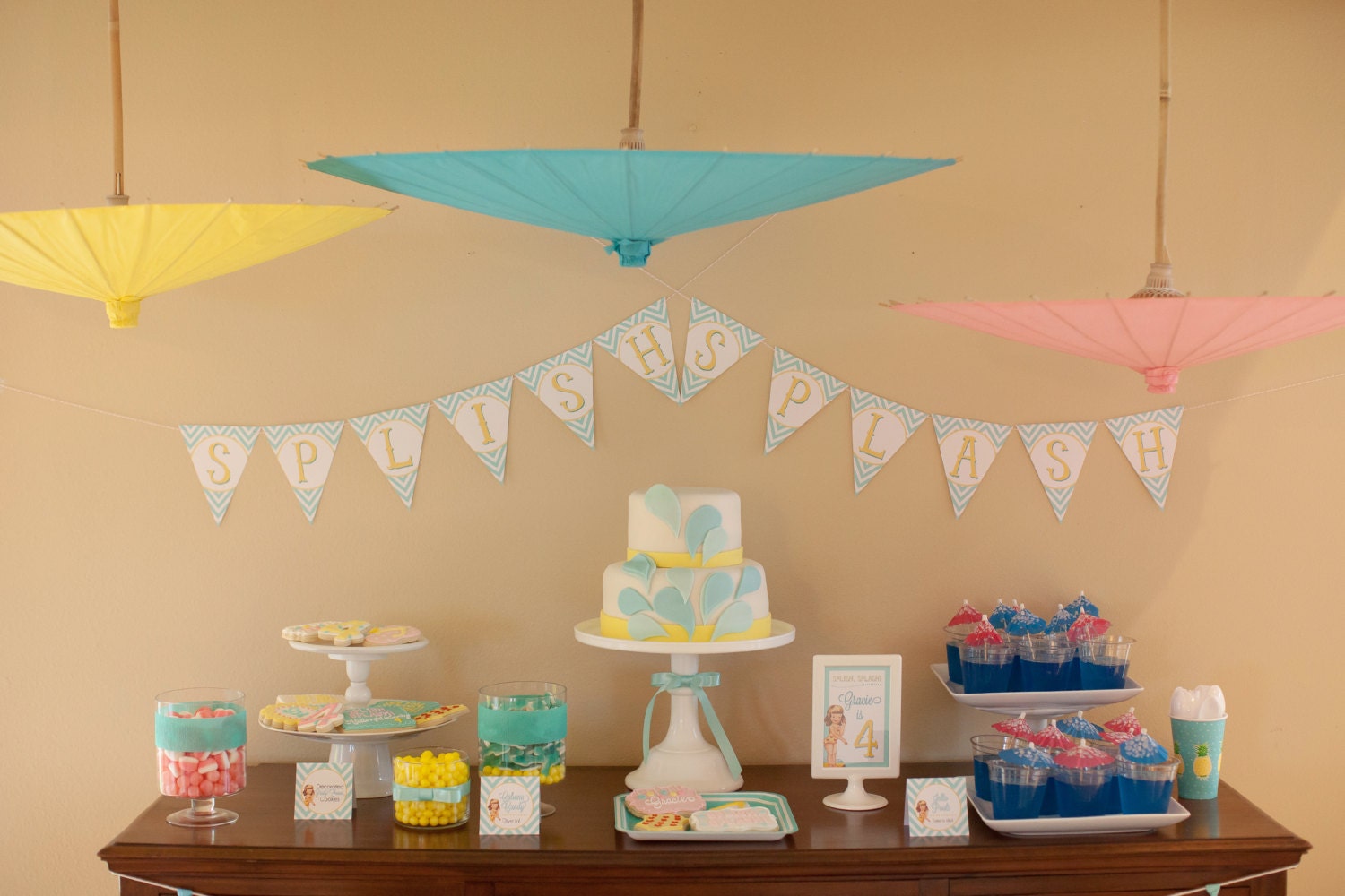 Pool Party FULL Printable Birthday Party Collection - Invitation Included - hello love designs Il_570xn