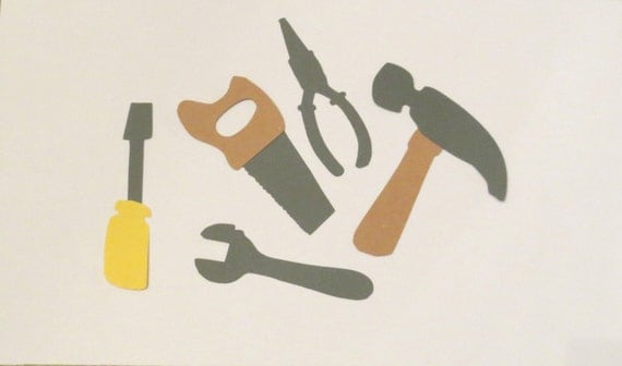 Tools Scrapbook Cutouts Set of 5 Die Cut by coolcraftsandmore
