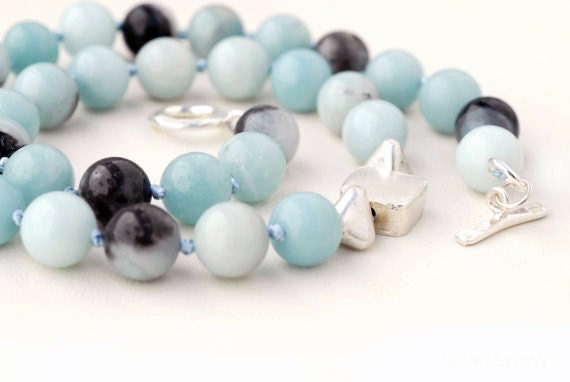 Sky Blue Grey Amazonite Necklace, Sterling Silver Statement Necklace, Blue Jewelry, Fine Jewelry, Classy Necklace, Santorini Jewelry - SunSanJewelry Sky Blue Grey Amazonite Necklace, Sterling Silver Statement Necklace, Blue Jewelry, Fine Jewelry, Classy Necklace, Santorini Jewelry - SunSanJewelry